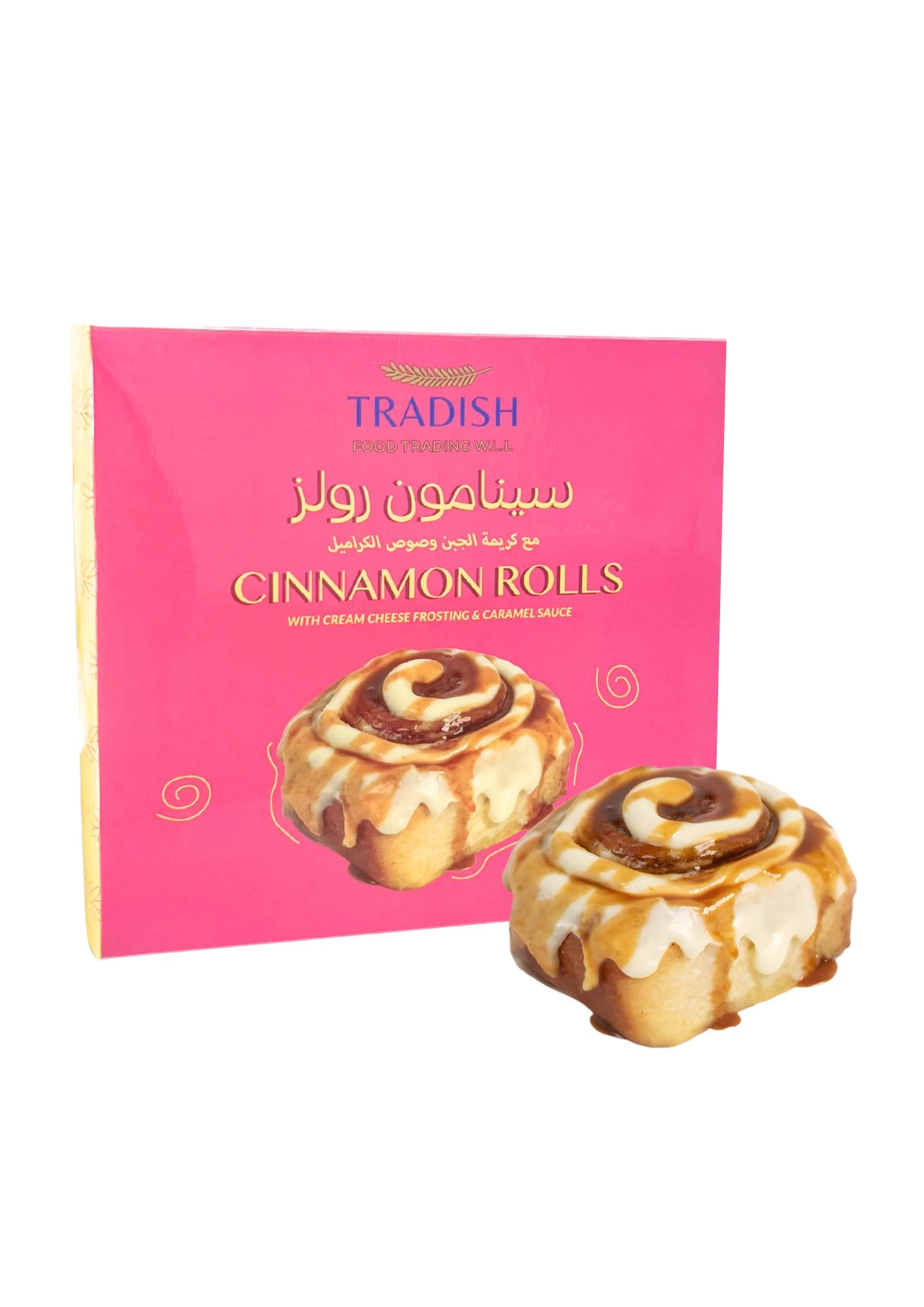 سينامون رول مع كريمة الجبن وصوص الكراميل ١١٥جرام*٤*١٢